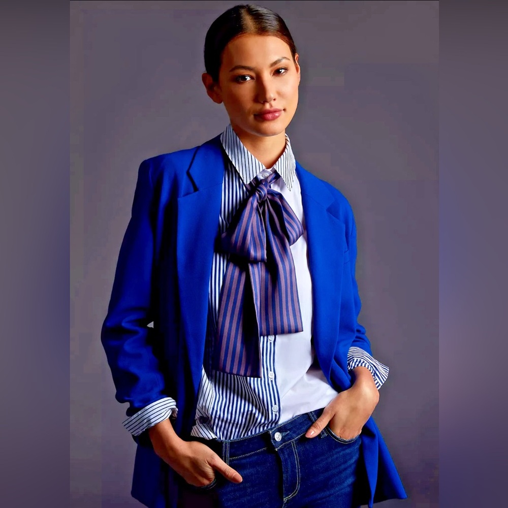 ANTHROPOLOGIE MAEVE DOUBLE BREASTED LONGLINE BLAZER JACKET COAT ROYAL BLUE 4
